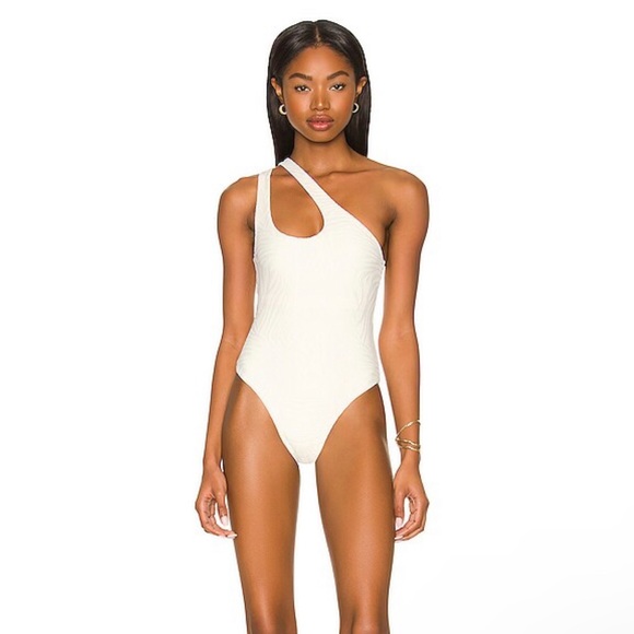 L*space Phoebe one shoulder white one piece size 10 - Picture 1 of 4
